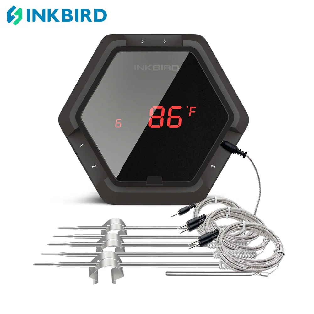 INKBIRD Digital Black Meat Thermometer Bluetooth IBT-6XS 6 Probes With Magnet Meat Water Milk Cooking BBQ Oven Kitchen Tools