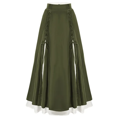Женская длинная юбка SD эпохи Возрождения, эластичная двухслойная трапециевидная юбка с высокой талией, корсет в стиле стимпанк, длинное платье, A20