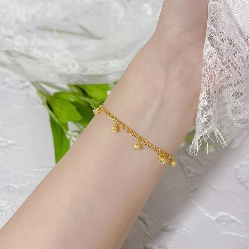 

Thou Foot Double Layer Tassel Bracelet Real Copy 100% Real Golden Bell Orchid Handwear New Fashion Style Headwear Gifts for Wome