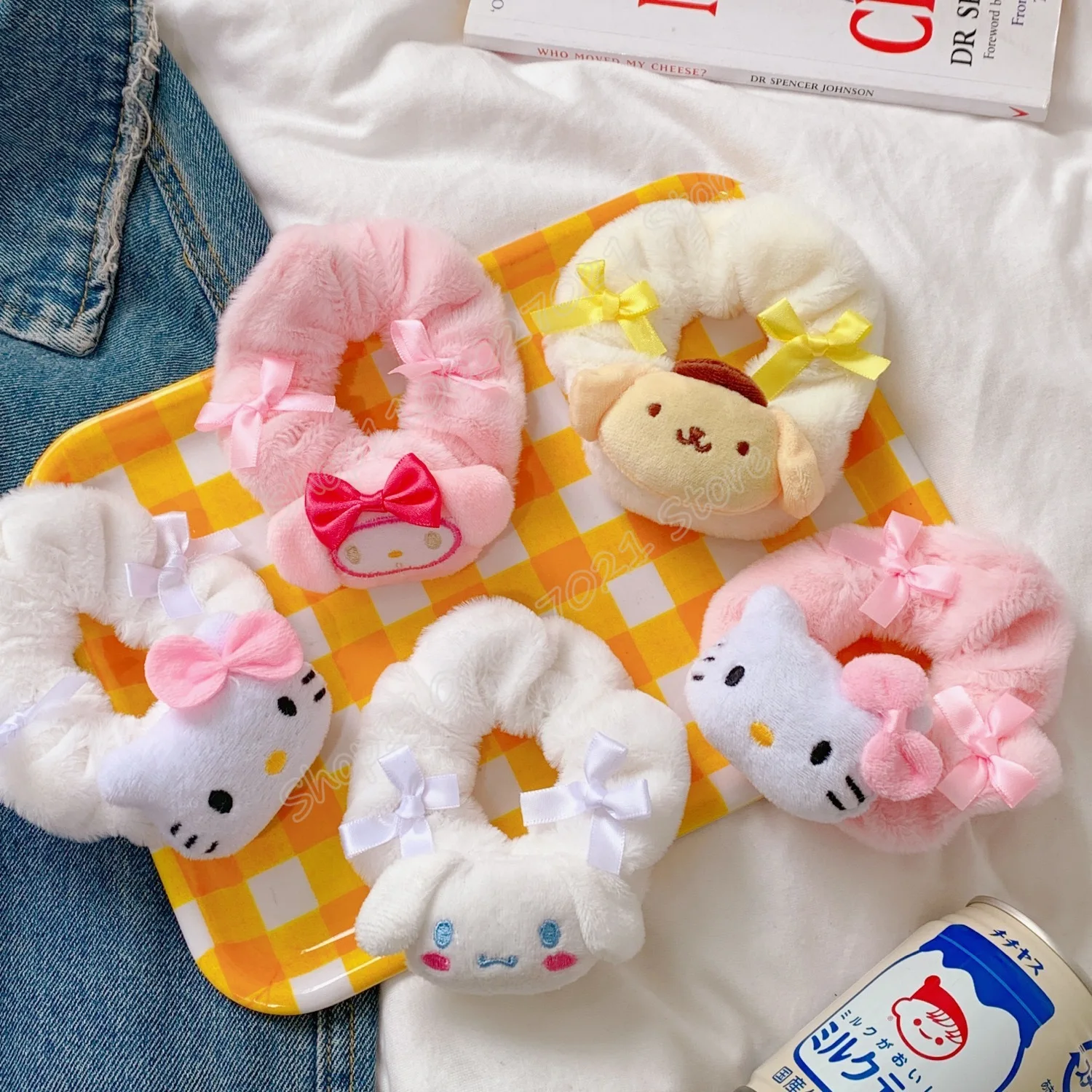 Кольцо для волос Hello Kitty милый мультяшный Sanrio искусственный помпон Mymelody пуриновый