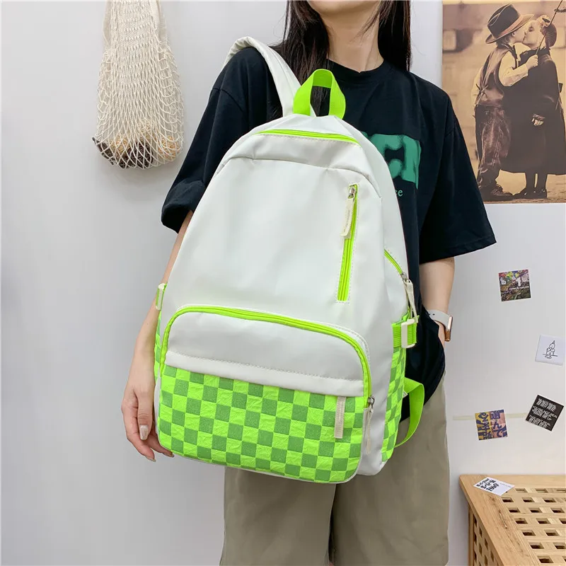 

Cute Girl Lattice School Bag Fashion Lady Kawaii Book Backpack Trendy College Plaid Female Backpack Women Travel Laptop Bag