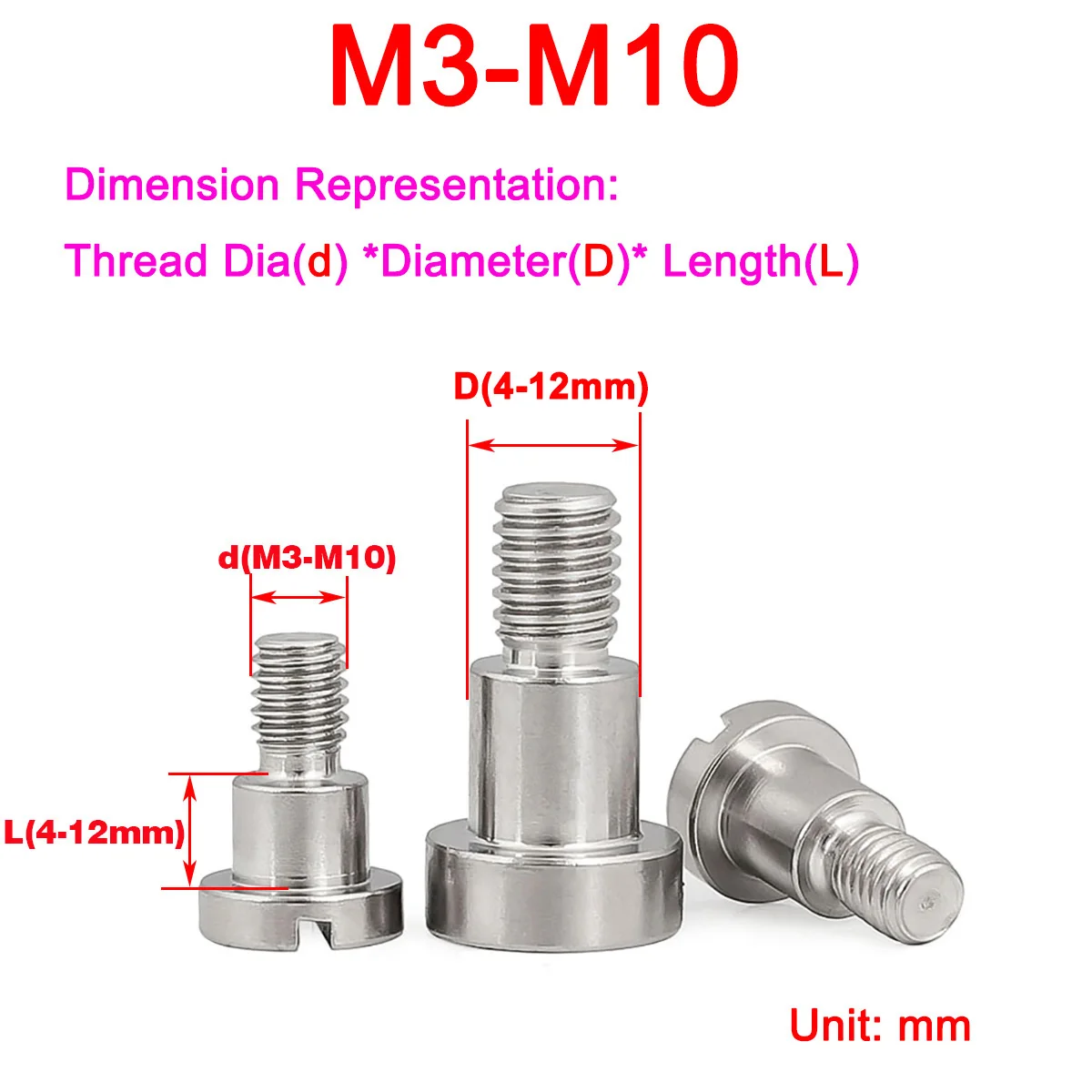 

304 Stainless Steel One-Word Step Plug Screw/Cylindrical Head Limit Bolt M3-M10