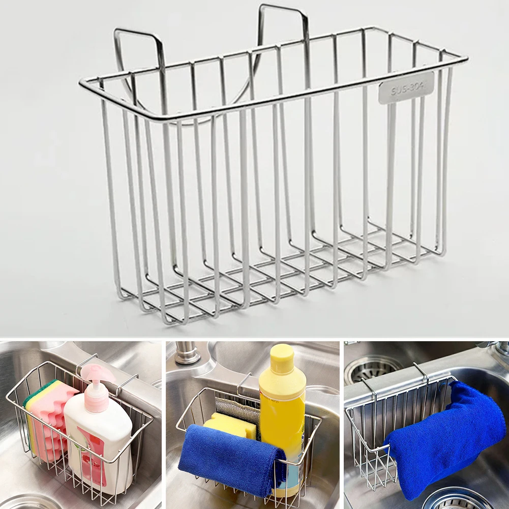 

Home Solid Stainless Steel Bath Practical Kitchen Tool Multifunction Sponge Soap Storage Portable Drain Rack