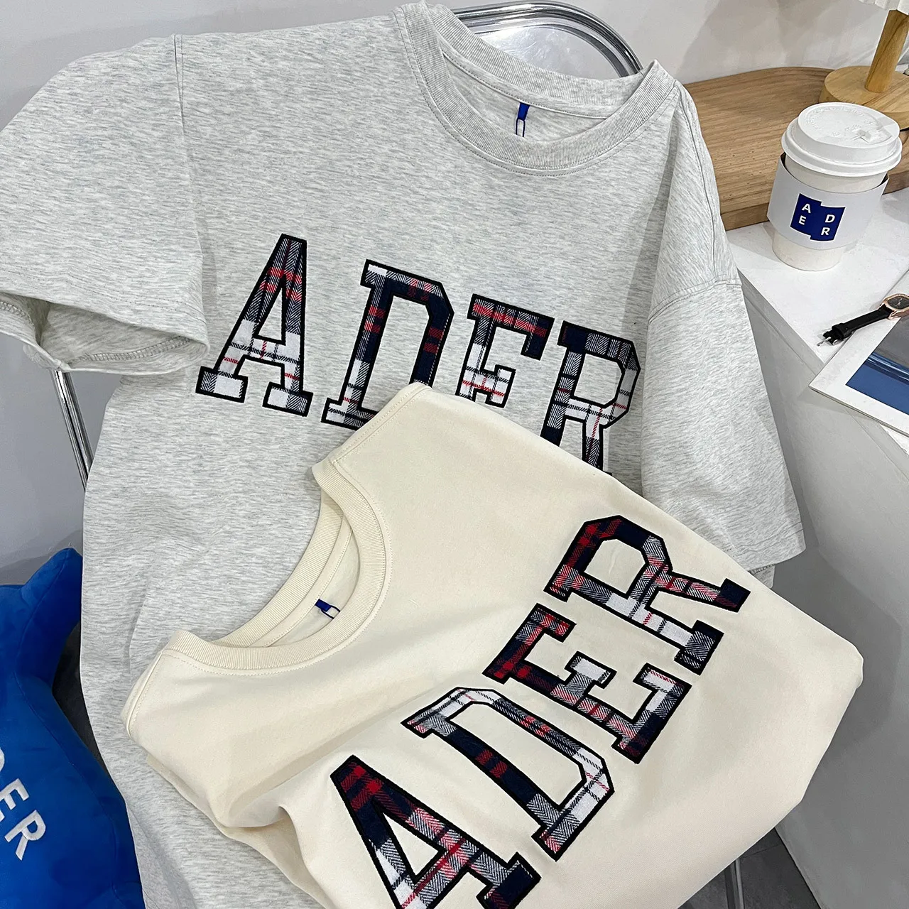 

ADER ERROR Korean Letter Short Sleeve Women Ins Style Niche Design Print Loose Lovers Half Sleeve T-shirt Luxury Men's Clothing