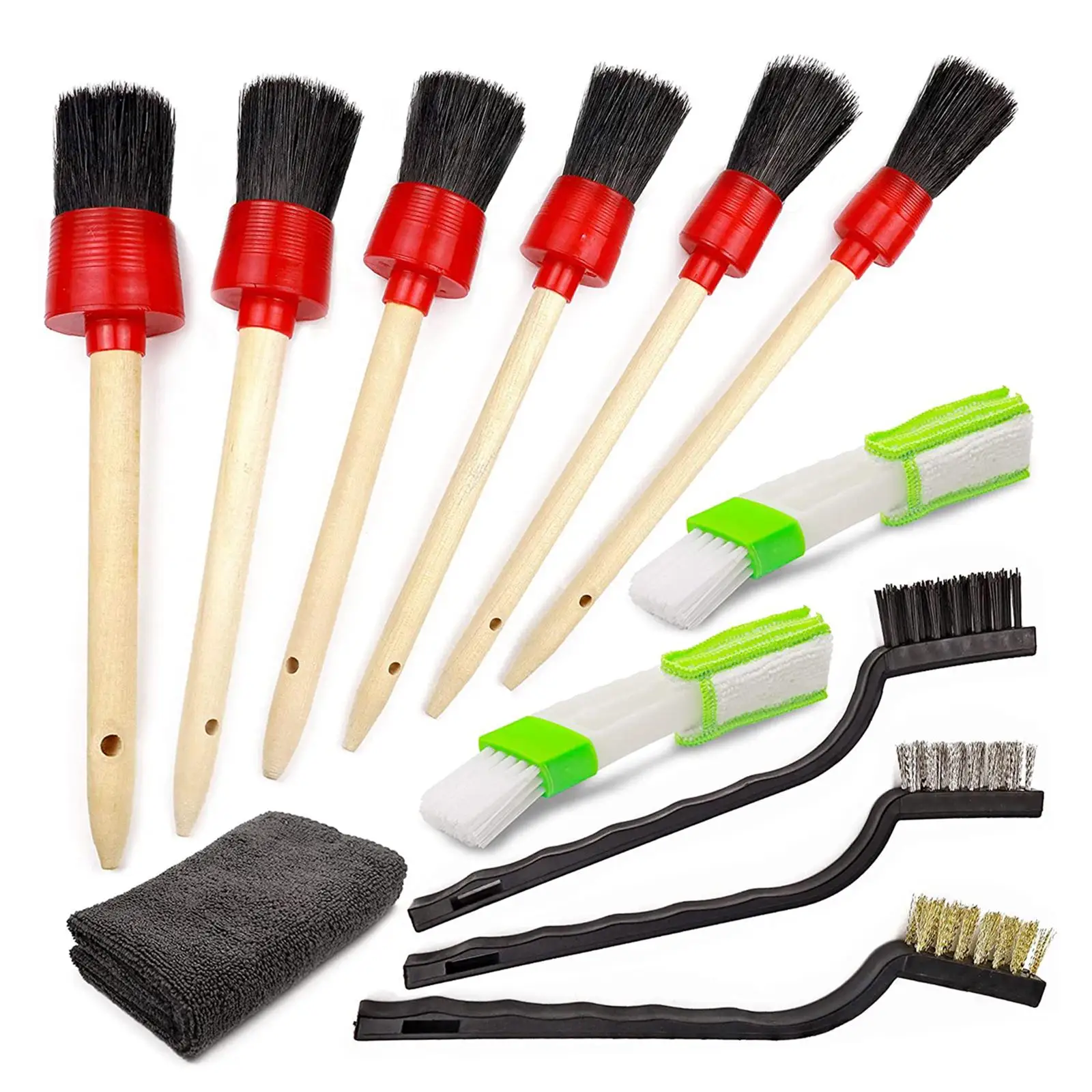 

12Pcs Car Detailing Brushes Set Microfiber Towel 2Pcs Air Conditioner Brush