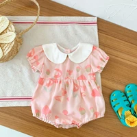 new born baby girl clothes cute newborn jumpsuit fashion kids cotton turn down collar romper casual toddler print one pieces
