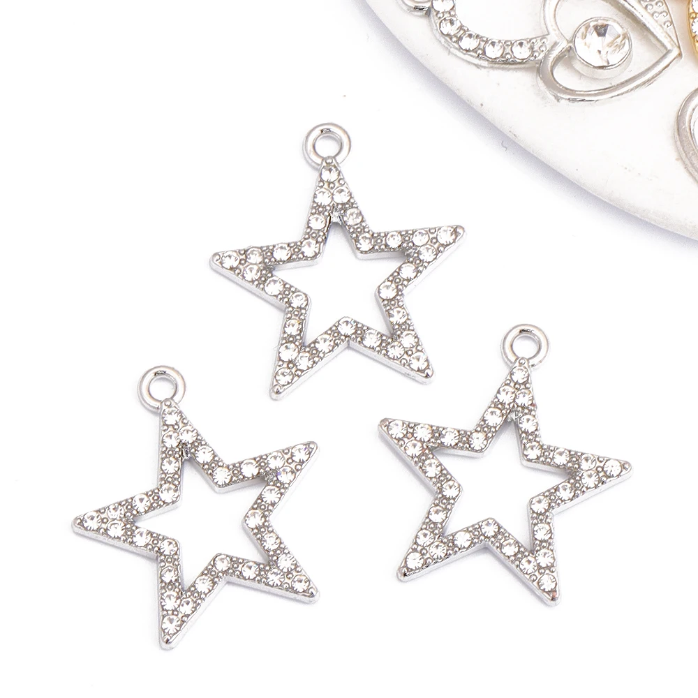 10 шт. посеребренная подвеска-подвеска со звездой и бабочкой для изготовления