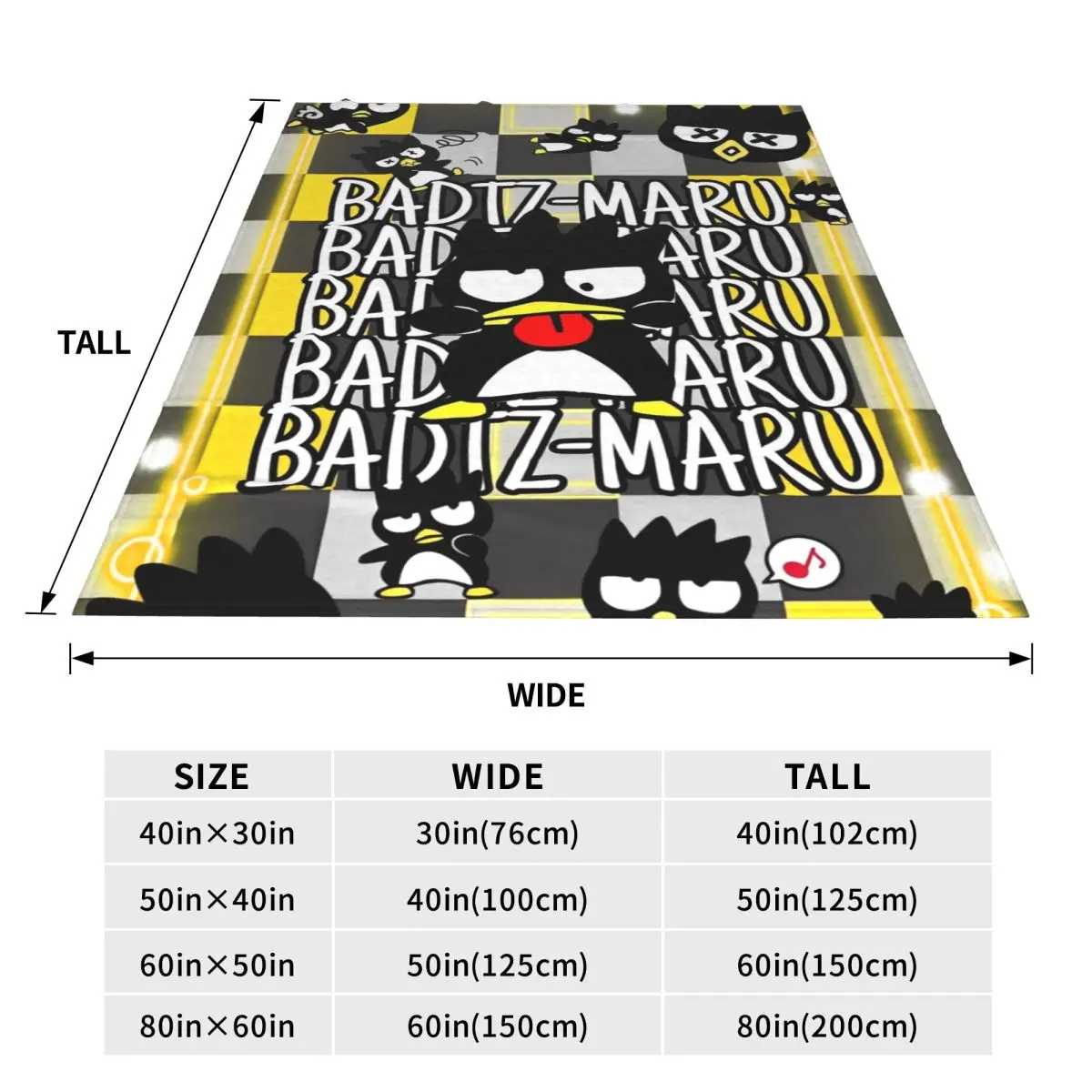 Мягкое теплое одеяло Bad Badtz Maru с героями мультфильмов Sanrio детское плюшевое диван