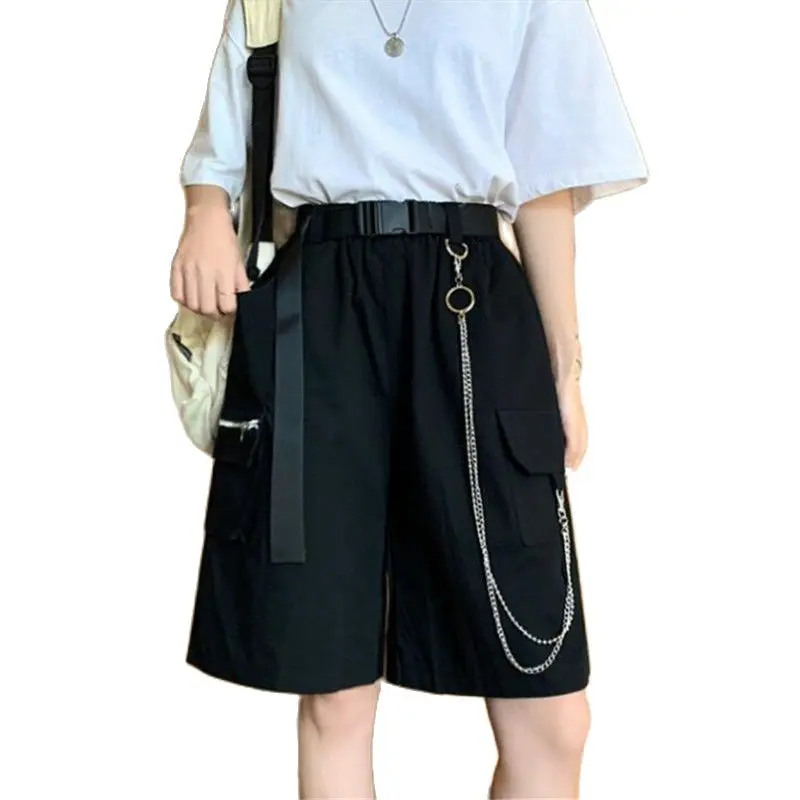 

2023 Summer New Korean Edition Large Pocket Wide Leg Loose and Versatile Trend Work High Waist Straight Fashion Shorts
