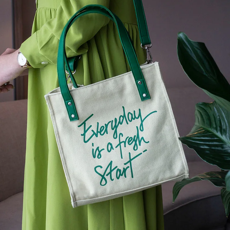 

Женская вместительная Холщовая Сумка-тоут с надписью