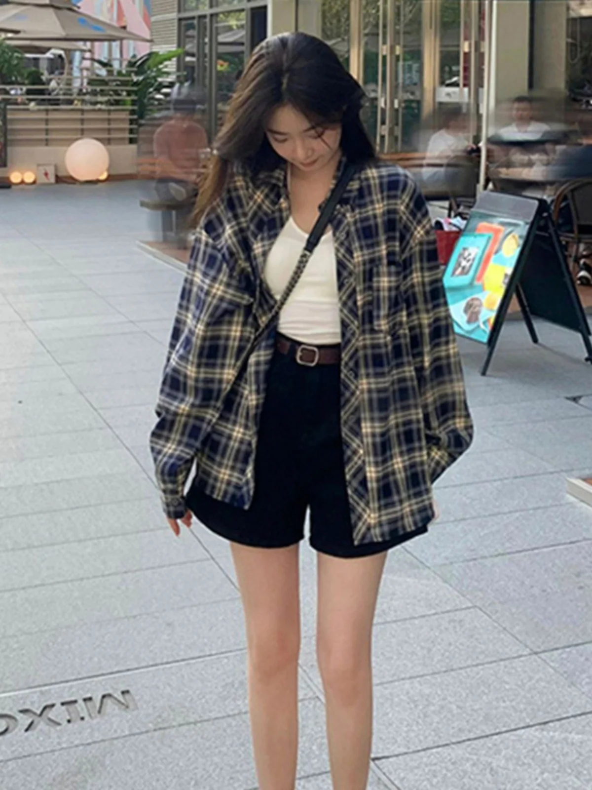 45 маленьких 50 см Power Wear клетчатые рубашки Верхняя одежда Ретро Американская