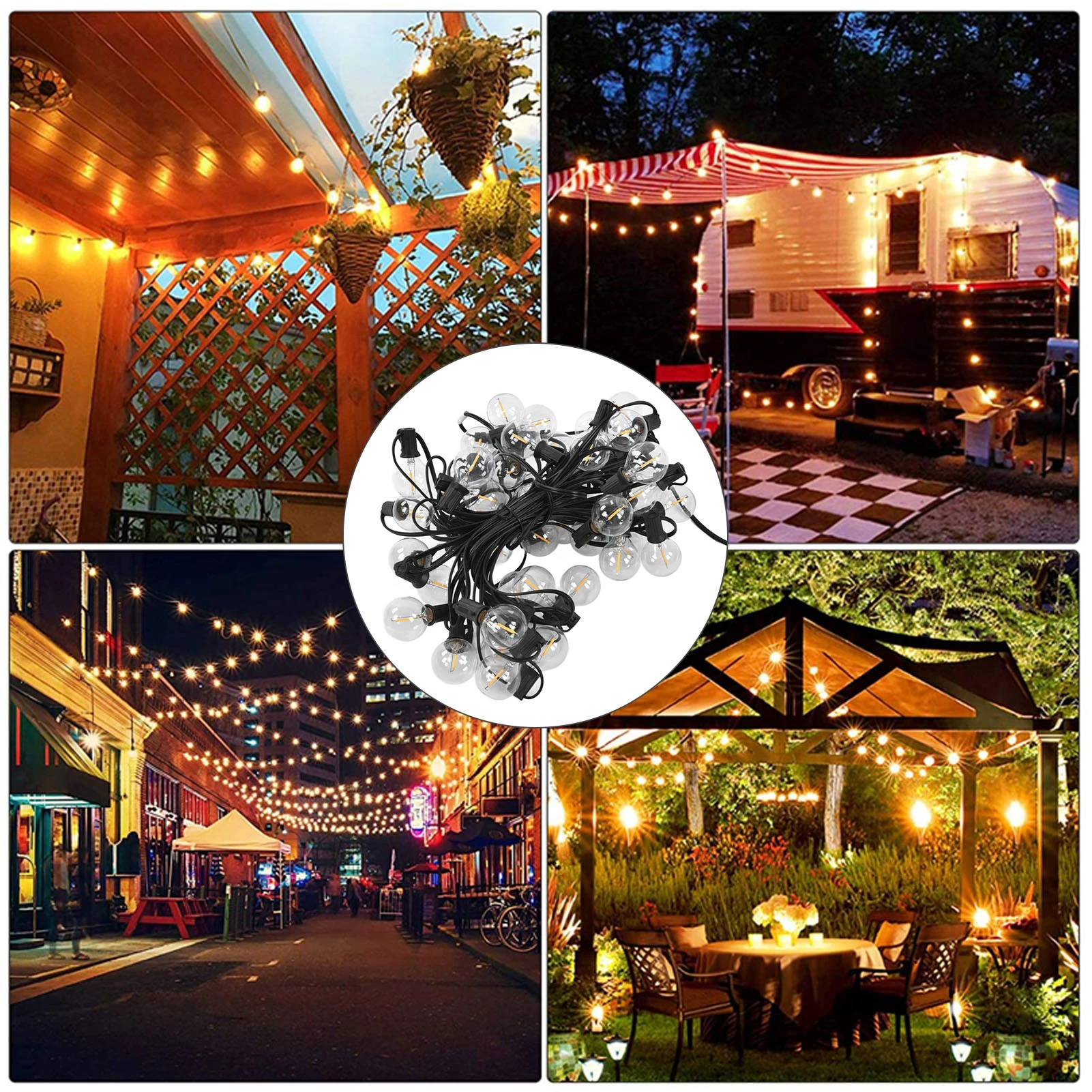 G40 50LED Ball Light String IP45 Водонепроницаемый Открытый Сад Внутренний двор Газон