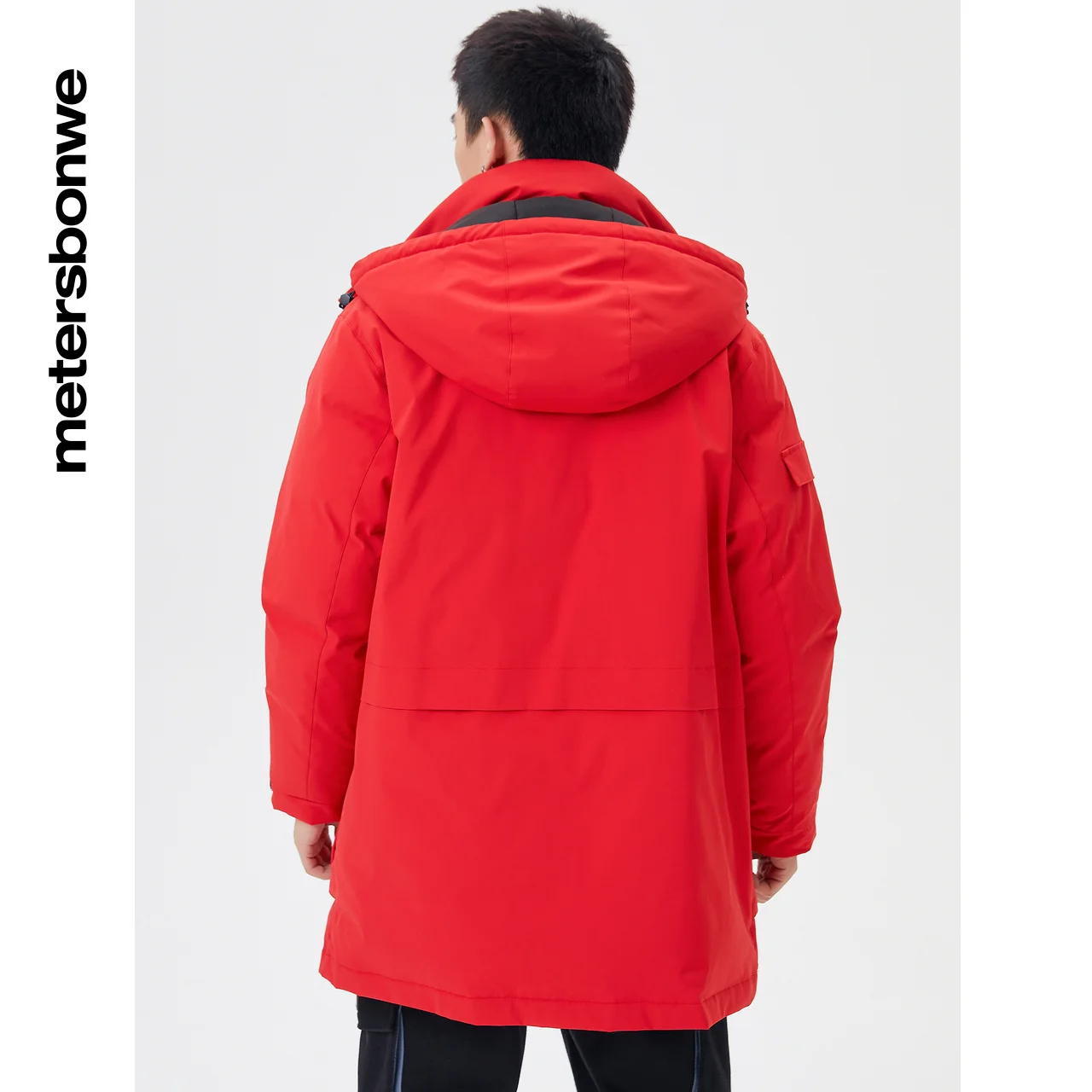 Metersbonwe Hooded Long Down Jacket Men Winter Warm Coat in Multiple Bags Anti-snow Down Coat Male Brand Outerwear Christmas Red