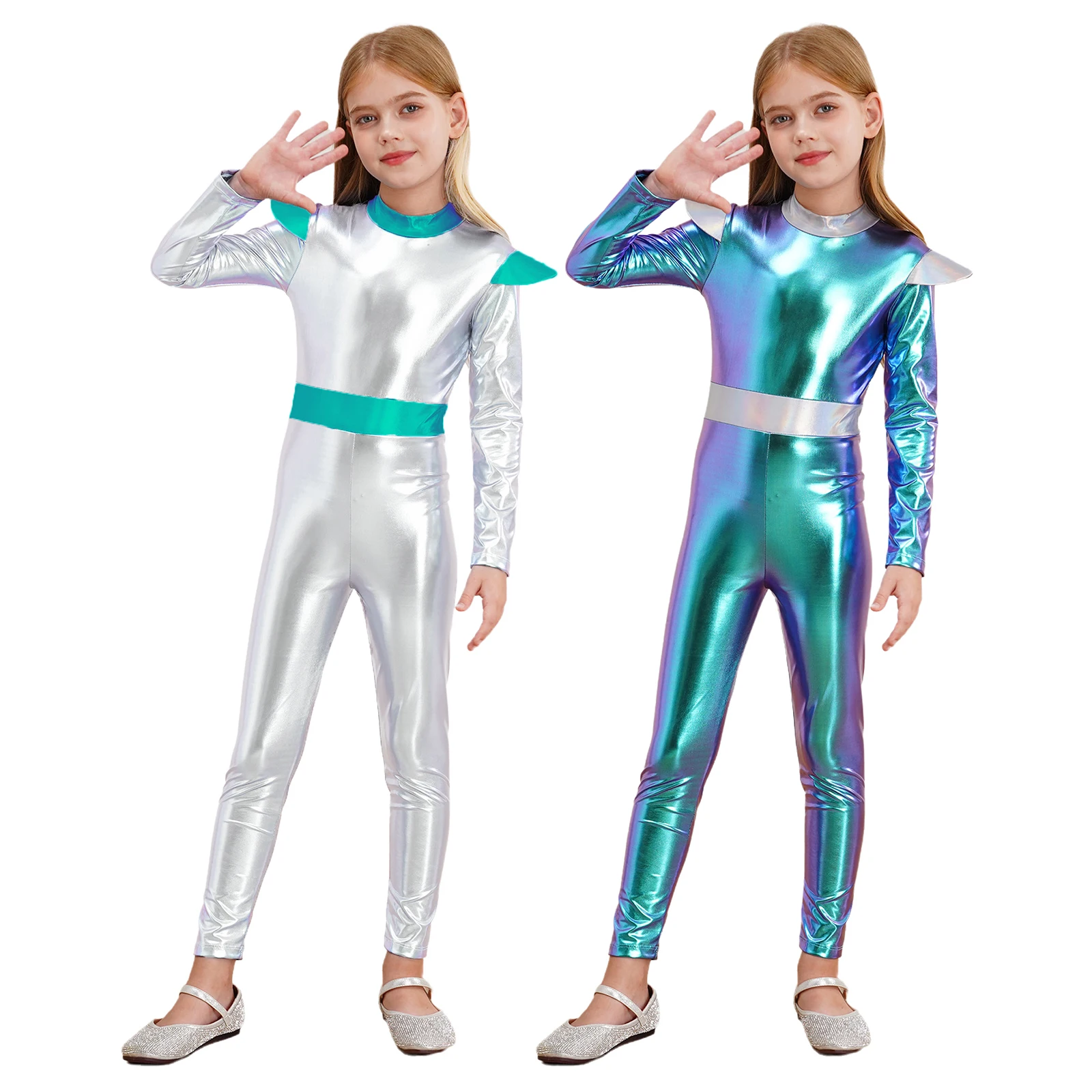 Детский карнавальный костюм Чужой для девочек голографическое боди Космический