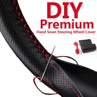 diy high quality leather steering wheel covers universal braid car steering wheel with needles and thread interior accessories