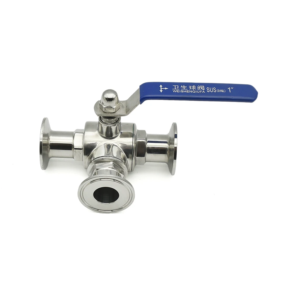 Санитарный 3-ходовой шаровой клапан из нержавеющей стали SS304