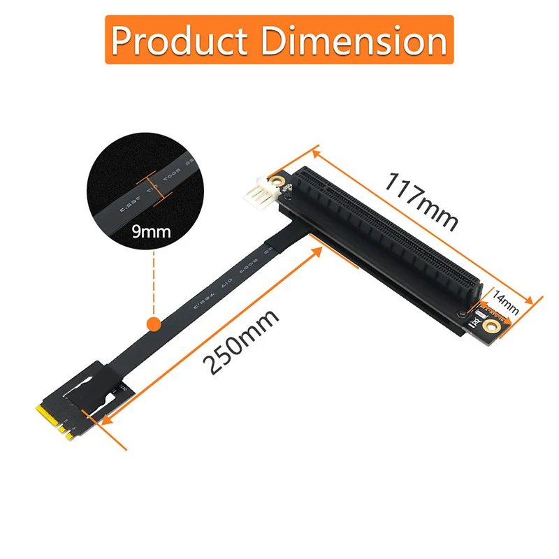 Фото Новый адаптер M.2 NGFF для PCI Express X16, адаптер, переходник для кабеля, 4-контактный разъем питания FDD, 270 градусов, для PCIe Tester Extender №5
