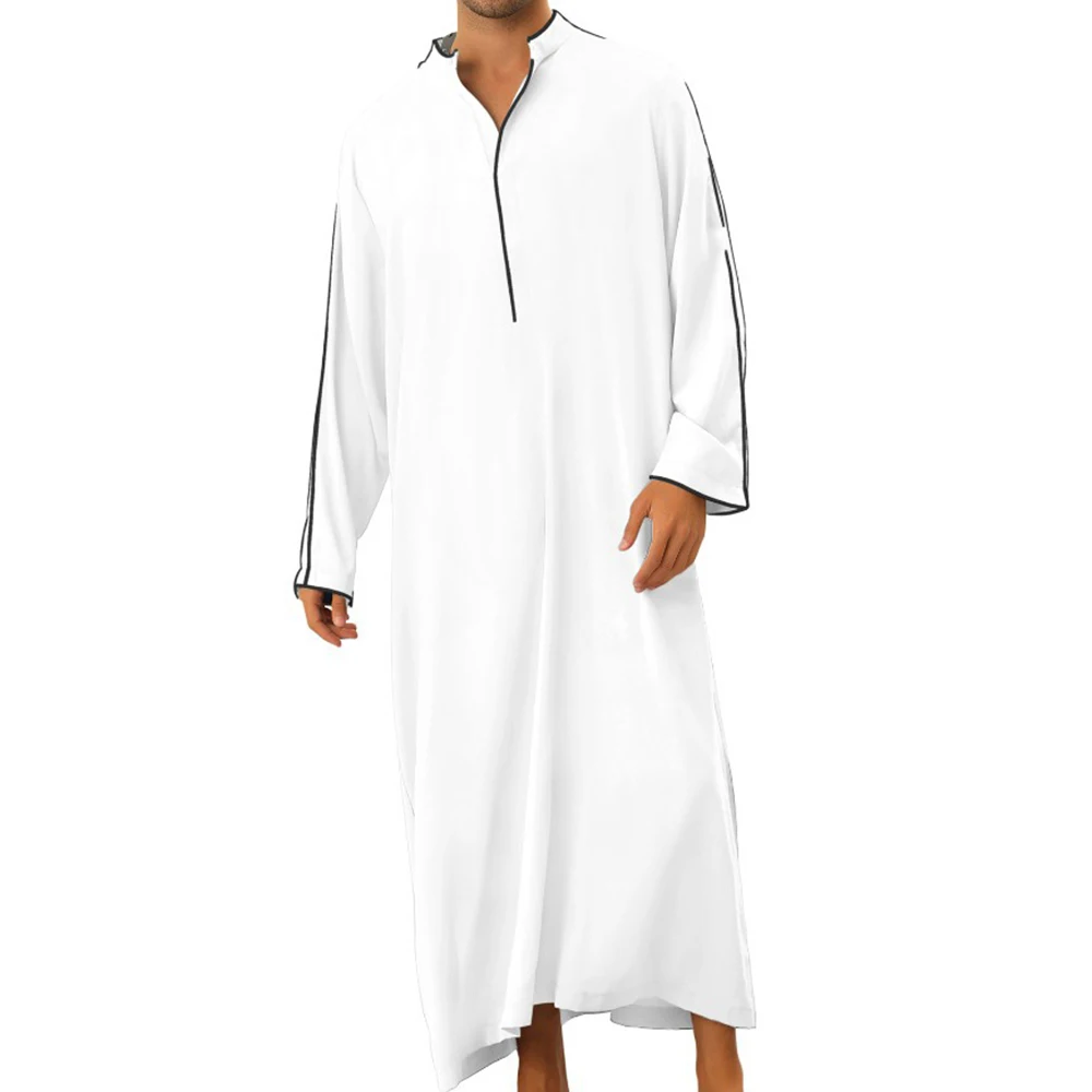 Muslim Middle East Arab Dubai Islamic Traditional National Totem Clothing Men's Loose Long-sleeved Simple Robe