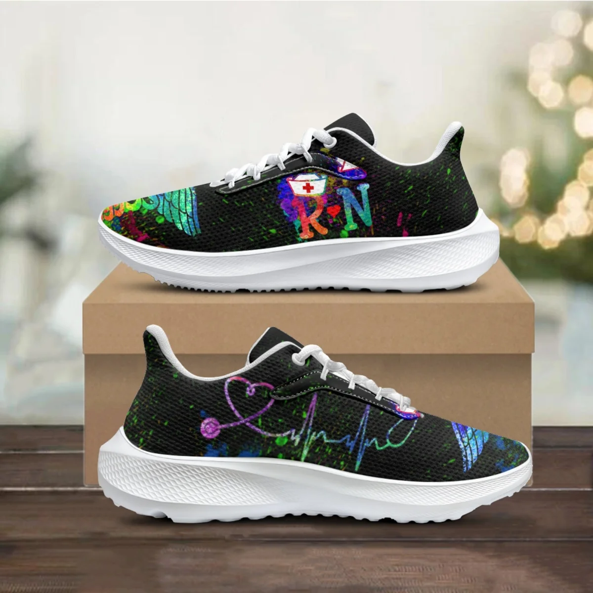 

RN Nursing Medical Printed Women Running Sneakers Casual Mesh Shoes for Ladies Dirty Resistant Tennis Shoes 2023 Zapatos Mujer
