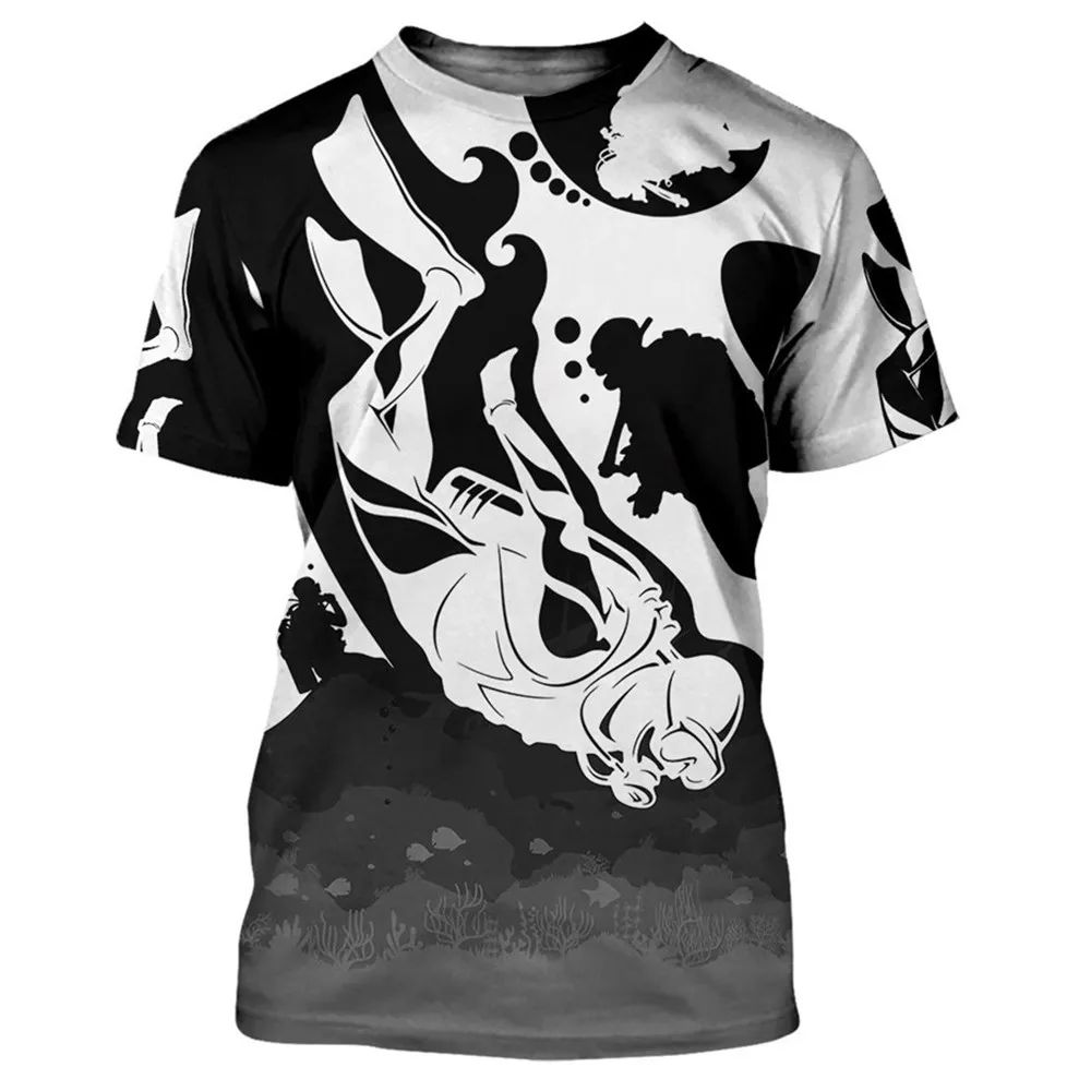 

Summer Funny Scuba Diving 3D Print Men's T-shirt Polyester Quick Drying Crew Neck Short Sleeve Loose Tops Tees Oversized T Shirt