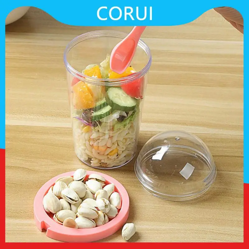 

Food Grade Salad Cup No Cross Flavor Dry Wet Separation Yogurt Cup With Spoon Cover Double Layer Up And Down Reusable Lunch Box