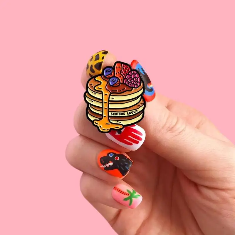 Pancakes Enamel Pin Lapel Pins Badge Brooch with A Card