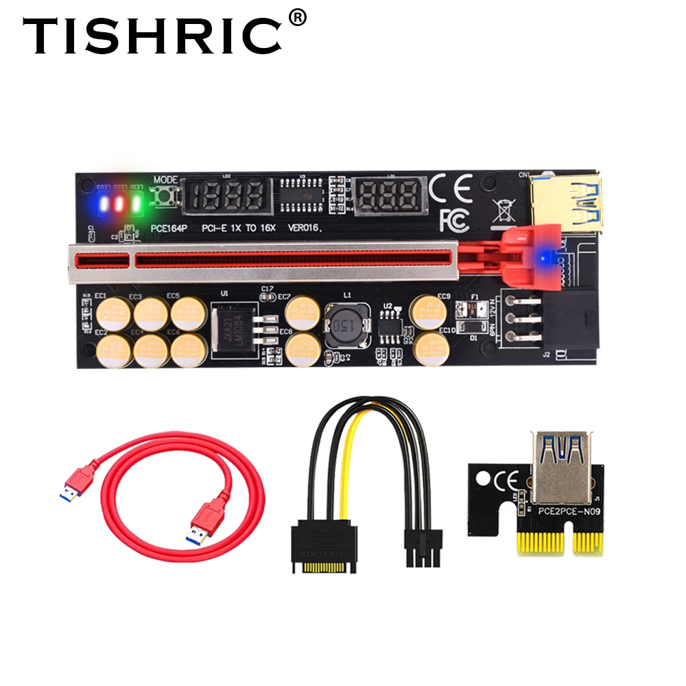 

TISHRIC New Riser 016 VER016 PCI-E PCIE PCI экспресс-карта GPU 1X до X16 USB 6pin USB Удлинительный кабель Майнинг Райзер для видеокарты