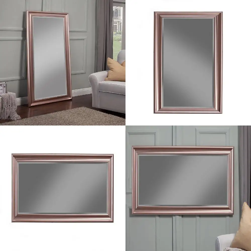 

Rose Gold-Toned Rectangular Polystyrene Mirror with Finest Leaner Finish