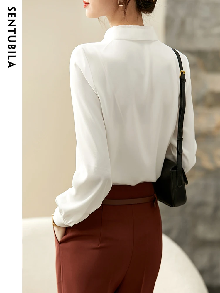 Рубашка и блузка SENTUBILA Женская с длинным рукавом модная на пуговицах сетчатый топ