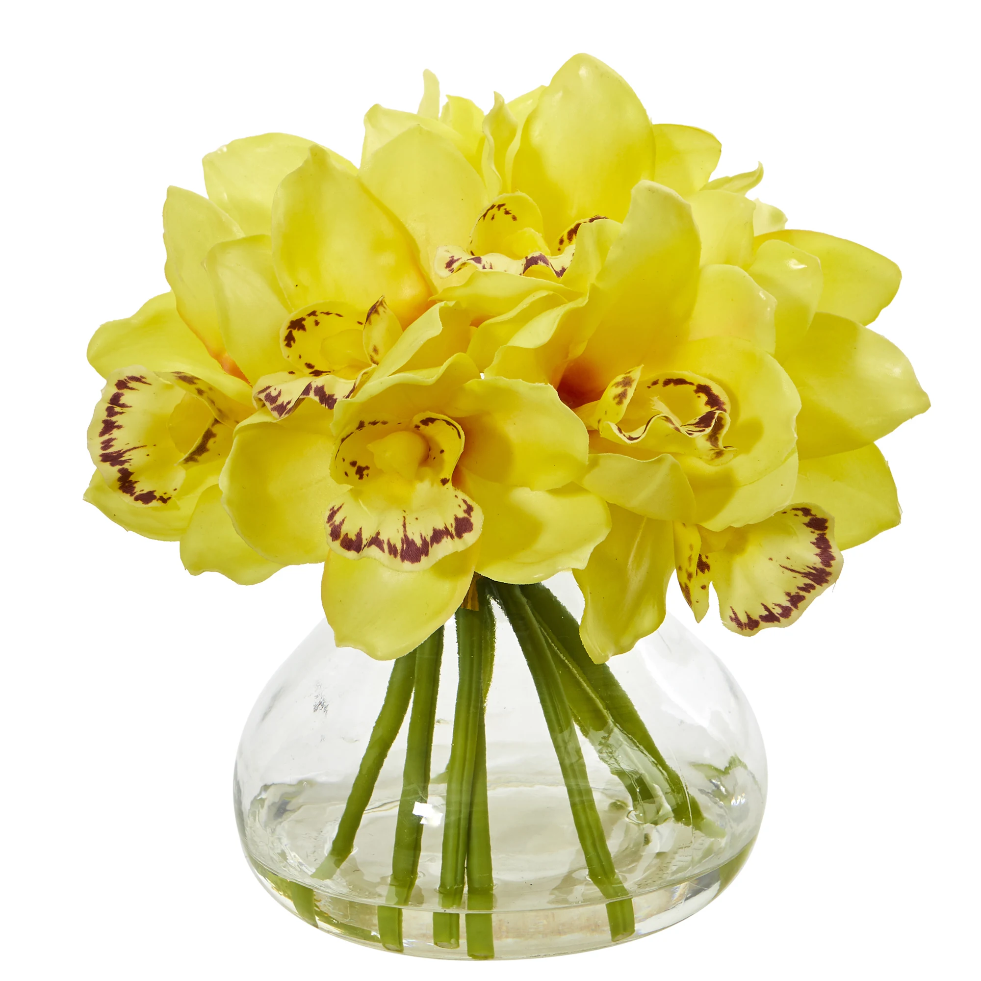 

Free shipping Cymbidium Orchid Artificial Arrangement in Glass Vase Yellow