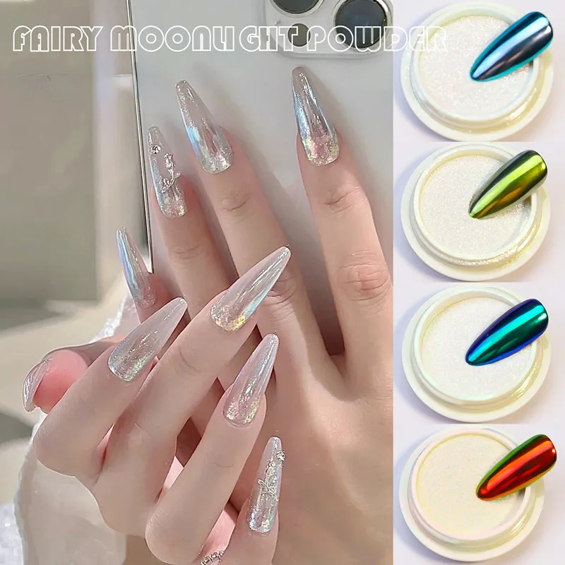 

1 Box Moonlight Fairy Aurora Powder Mirror Nail Glitter Gloss Nails Art Pigment Dust UV Gel Polish Accessories