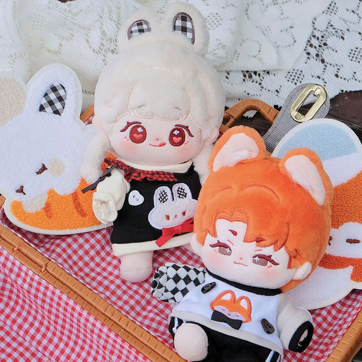

Kawaii No Attributes Rabbit & Fox 15cm Plush Stuffed Doll Body Anime Ear Cosplay Cute Props Pillow Plushie Gift