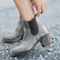 2022 trend women ankle boots winter designer luxury high heel round head chelsea women shoes elegant low ladie boots