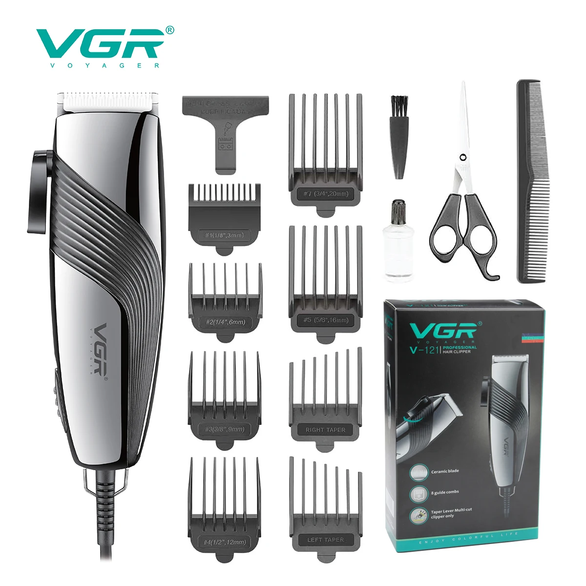 VGR Hair Clipper Professional Hair Cutting Machine Electric Hair Trimmer Household Haircut Machine Wired Clipper for Men V-121