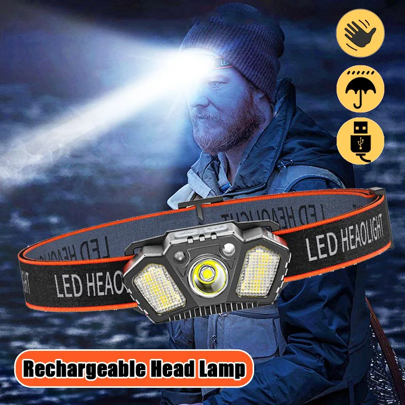 

Rechargeable LED Head Flashlight 5 Gear Switch Human Induction Motion Sensor Ultra Powerful LED Headlamp USB Charging Headlight