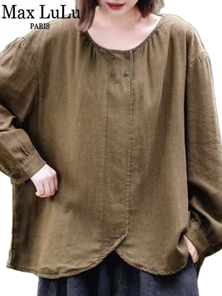 Max LuLu льняные весенние женские клетчатые футболки модные повседневные винтажные