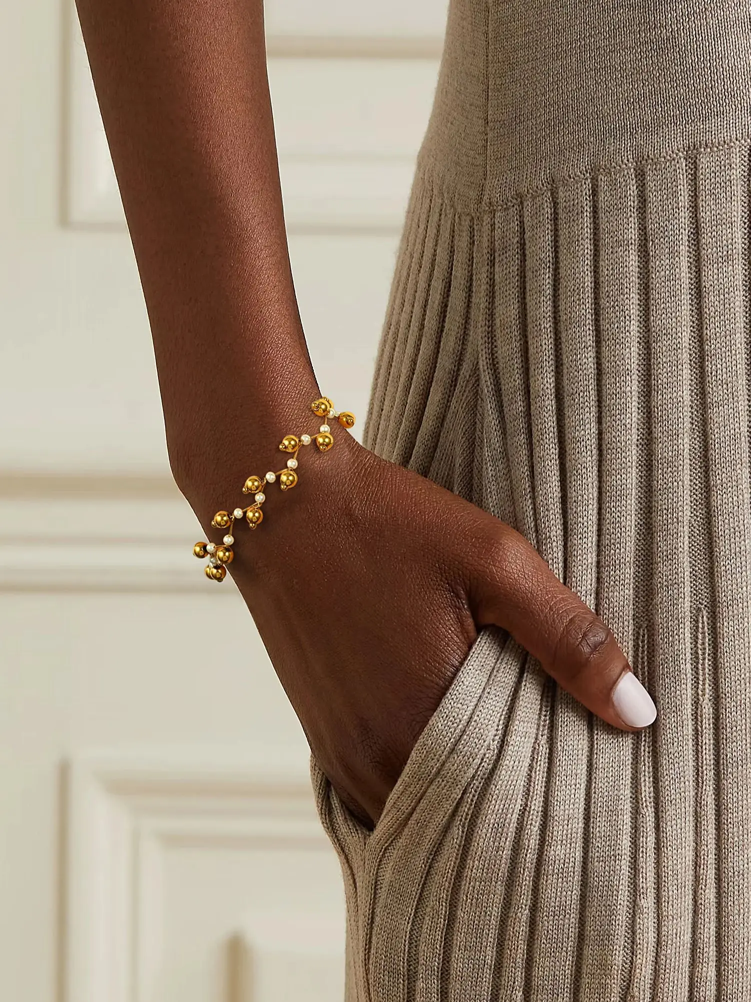 Badu искусственный жемчуг из нержавеющей стали золотого цвета шариковые бусины