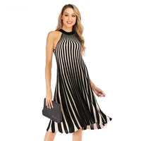 2021summer womens dress striped temperament mid length sling knit dress for women dresses for women