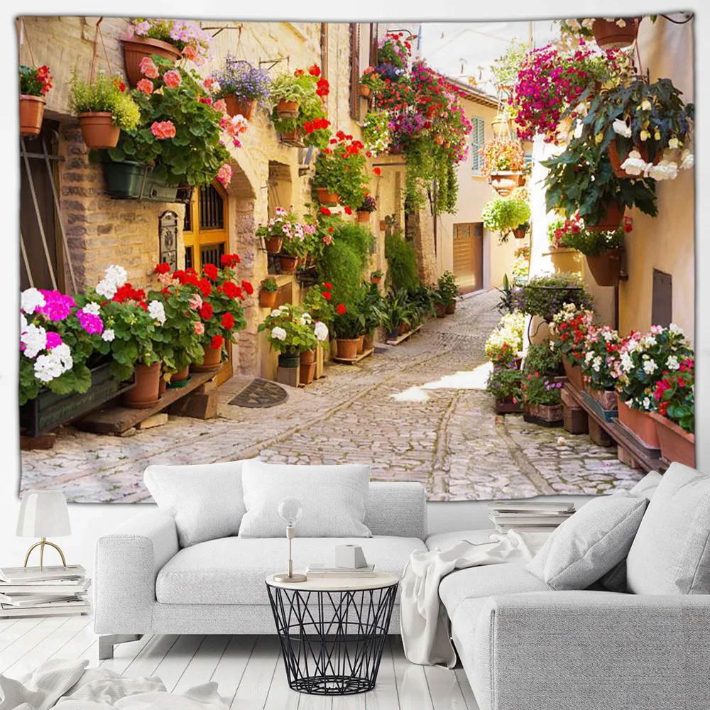 Винтажный кирпичный настенный цветочный гобелен городская уличная лоза