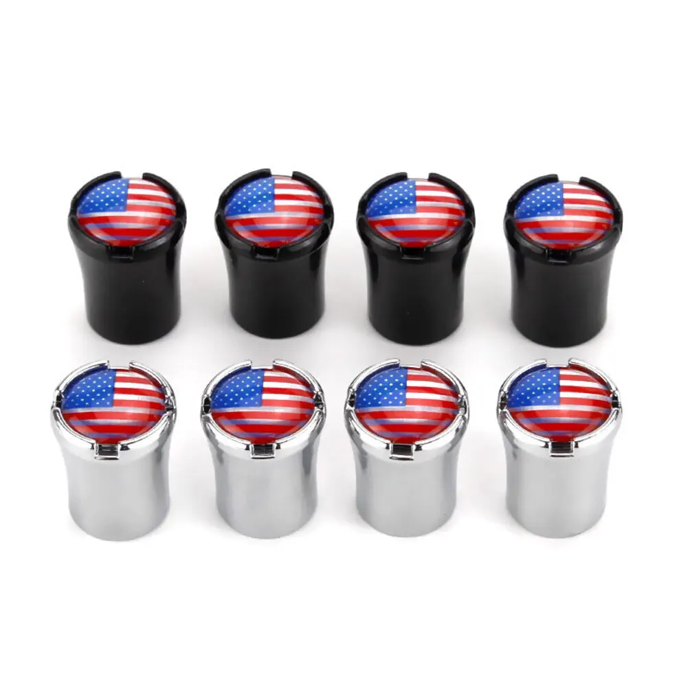 

4pcs Alloy Car Tire Valve Cap Air Valve Stem Cap Black Silver For Autos Motorcycles Bikes Universal Tire Parts Equippments