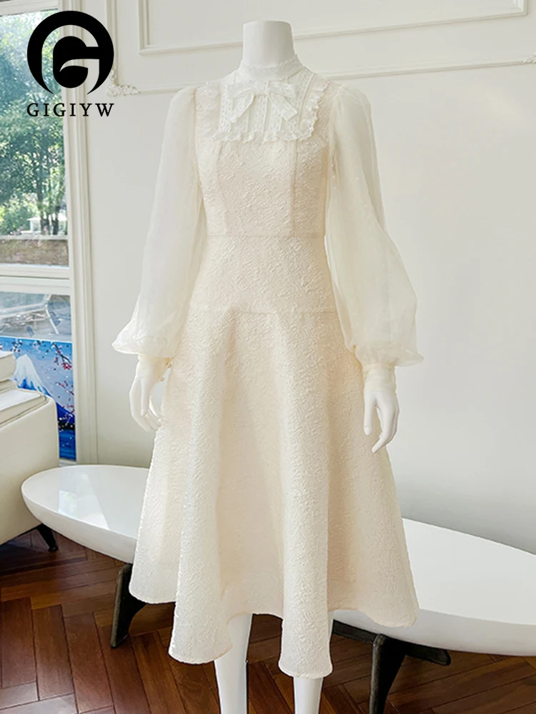 

Женское вечернее платье GIGIYW, элегантное роскошное платье с воротником-стойкой и рукавами-фонариками, новинка весны 2023