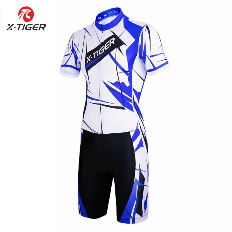 

X-Tiger Summer Short Sleeve Cycling Jersey Triathlon Cycling Running Swimming Jerseys Ropa De Ciclismo Compression Sponge Padded