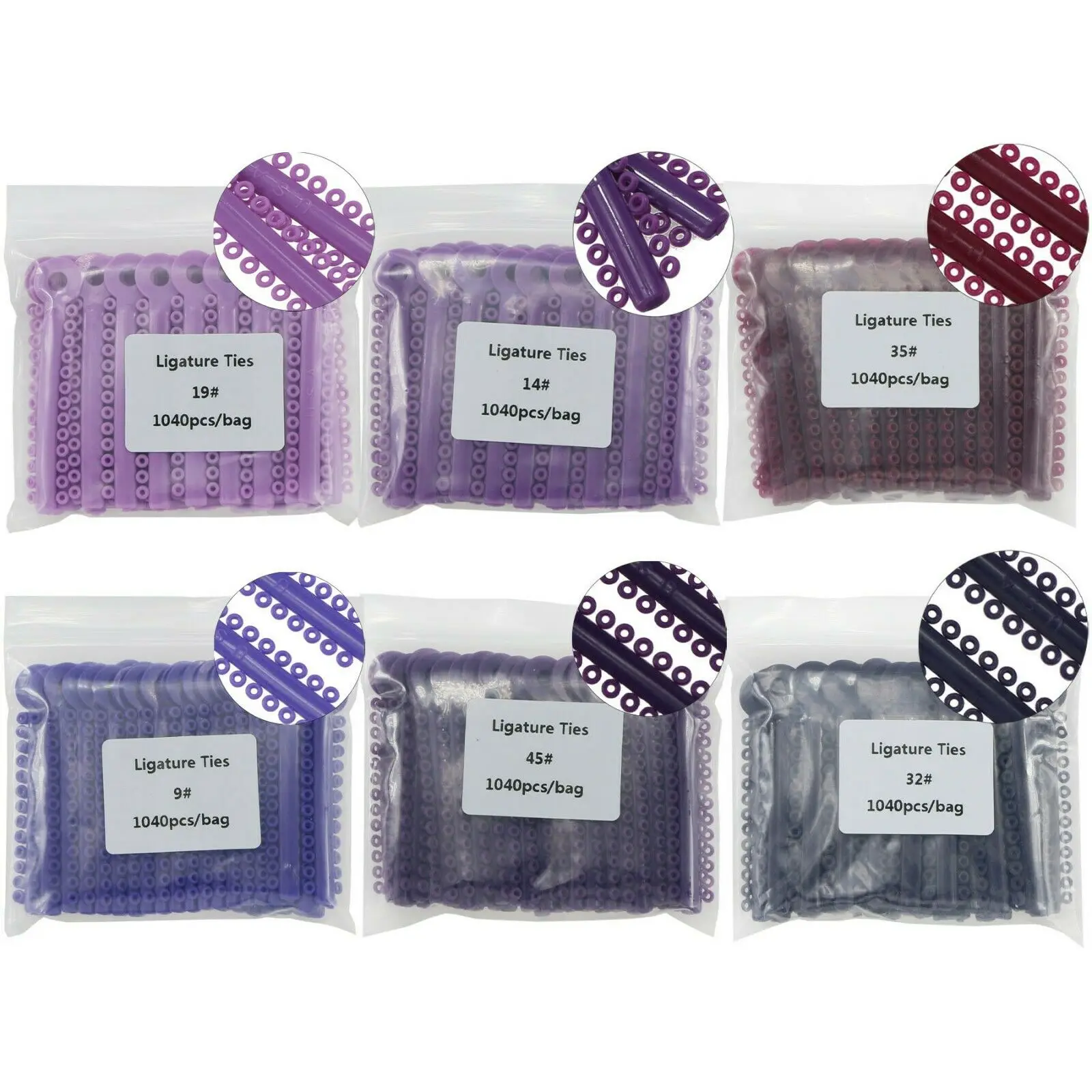 

1Bag/1040 Pcs Dental Ligature Rubber Ties Bands Orthodontic Elastic Bands Purple
