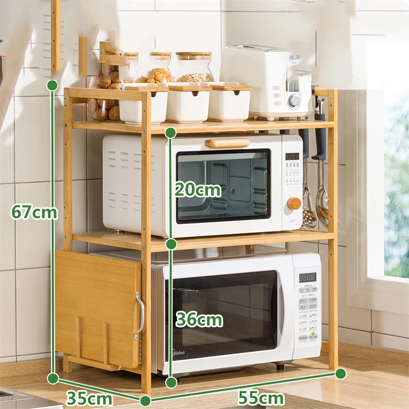 

Detachable Oven Dish Storage Rack Shelf Bamboo Spice Rac Microwave Multi-functional 2023 Sauce Bottle Shelf Organizer Jar Jar