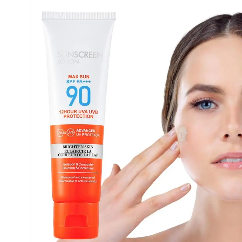 

Spf 90 Sunscreen Cream Sun Block Spf 90 Broad Spectrum Oil-Free Uva/Uvb Sun Block For Most Skin Types Facial Sun Cream