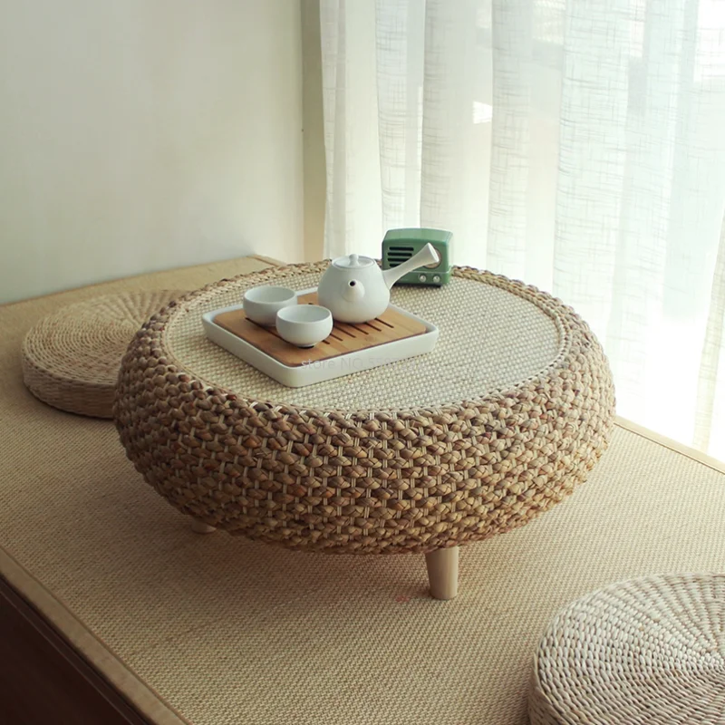 

Ручные плетеные туалетные столики из ротанга, журнальные столы, японские столы для гостиной, уличная домашняя мебель из низкого ротанга, многофункциональная мебель