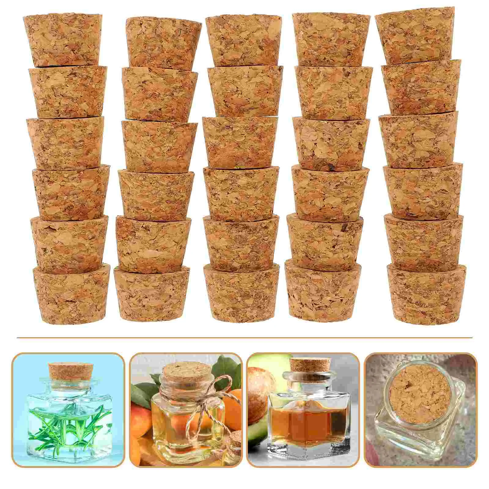 

30 Pcs Glass Bottle Cork Party Beverage Stopper Wood Crafts Plugs Mini Bottles Stoppers