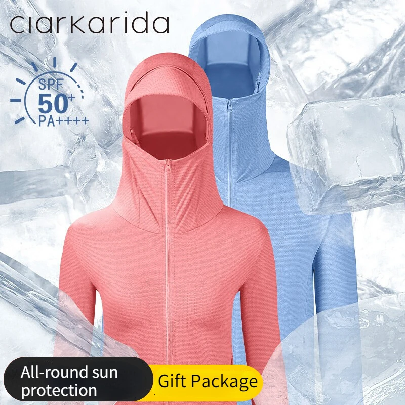 

Clarkarida Couple sun protection clothing men and women summer outdoor ultra-thin breathable skin clothing UV protection blouse