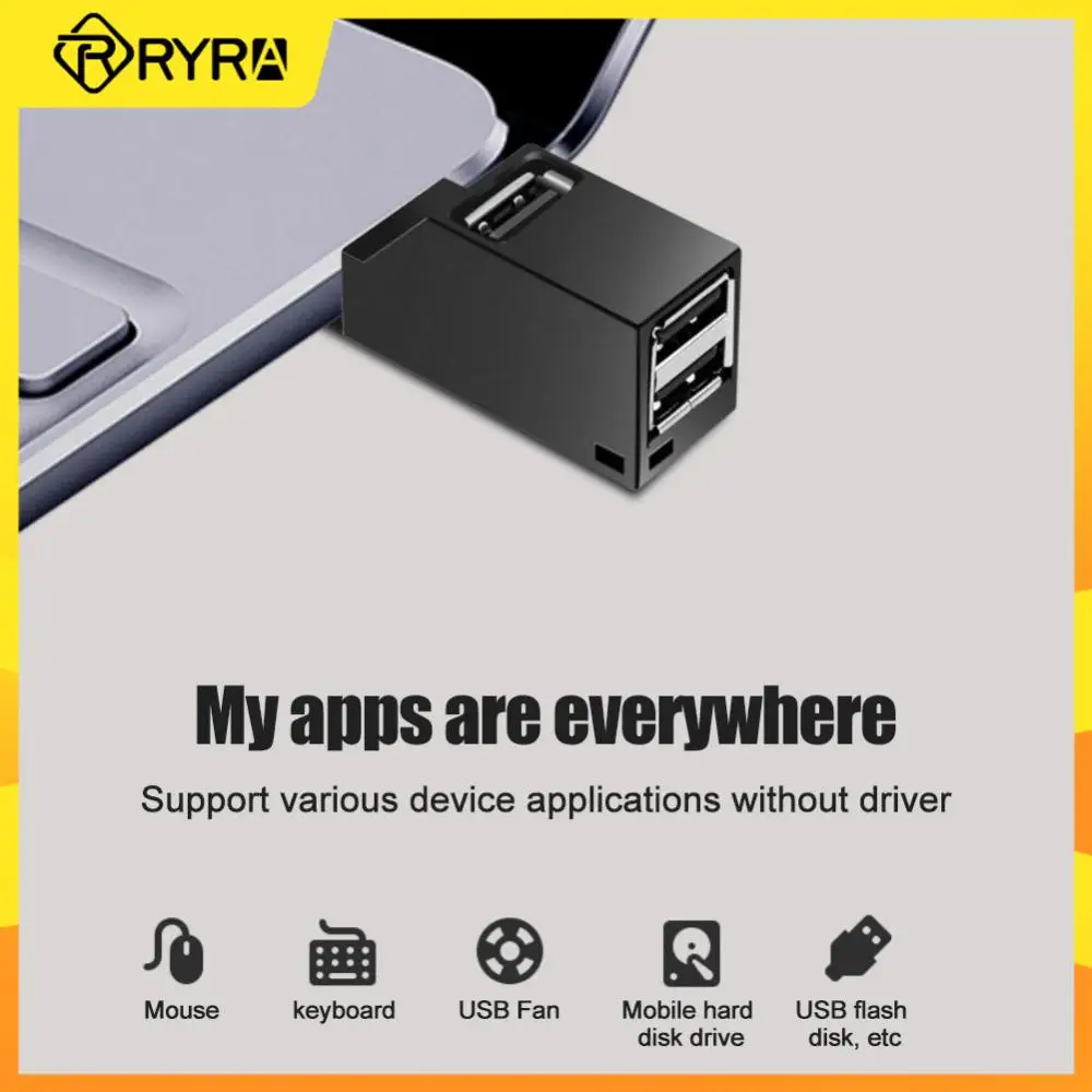 

Мини-концентратор RYRA с 3 портами USB 3,0, высокоскоростной разветвитель для передачи данных, адаптер-удлинитель для ПК, компьютера, ноутбука, аксессуары для MacBook