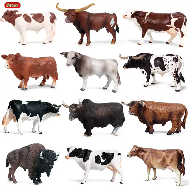 

Cute Farm Animals Milk Cow Simulation Poultry Cattle Calf Bull OX Action Figures Collection Pvc Lovely Model Toy Kids Gift